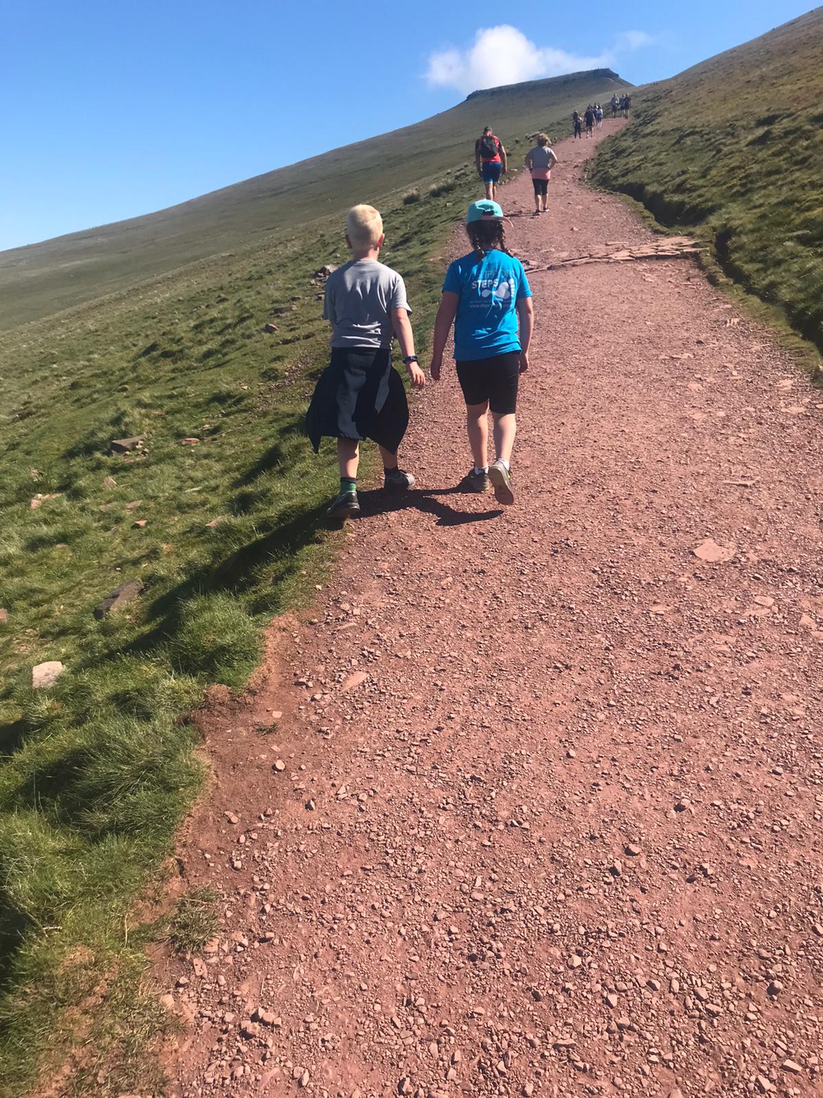 Children walking Pen y Fan