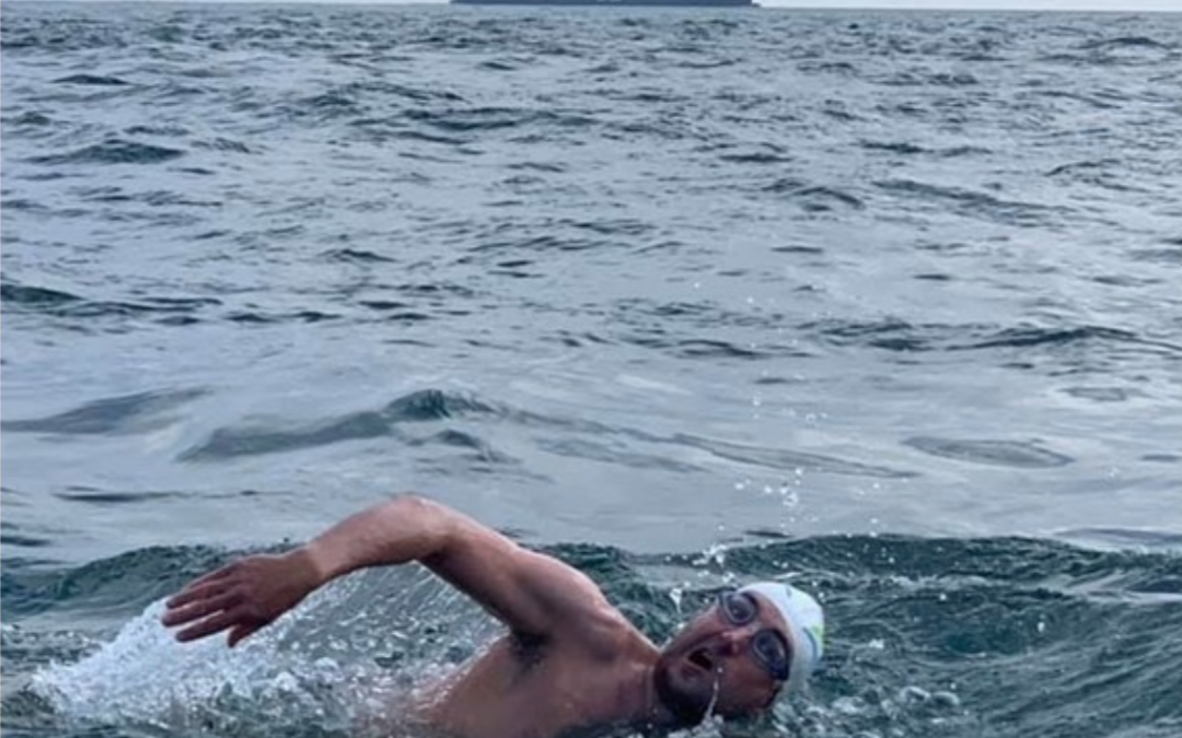 Kieran swimming the English Channel!
