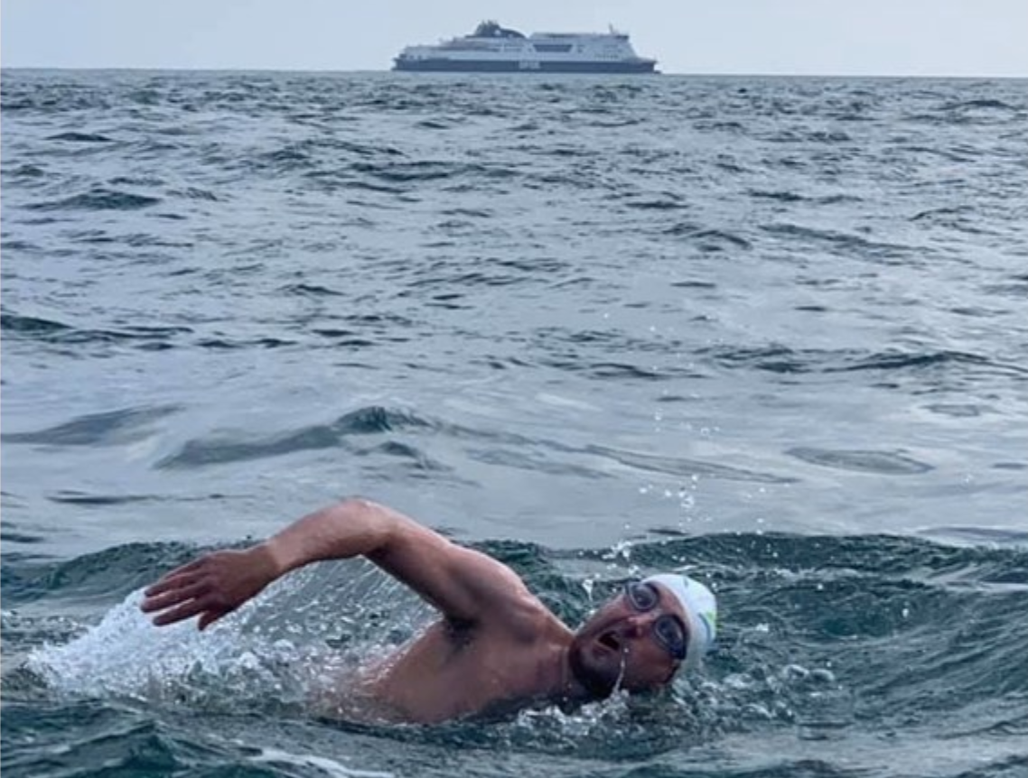 Kieran swimming the English Channel